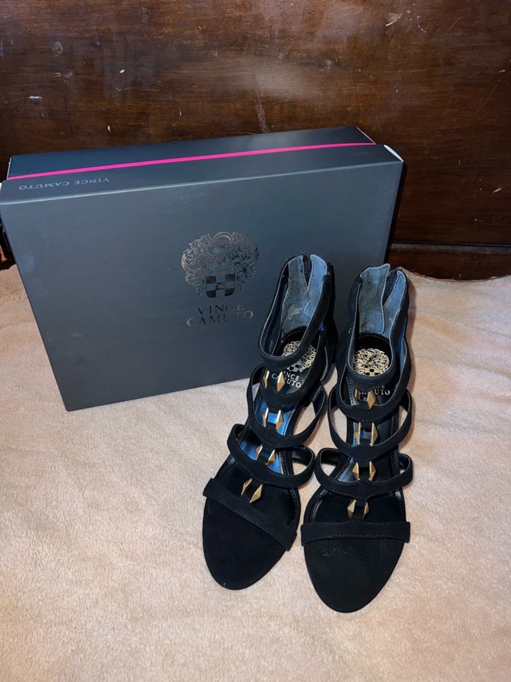Vince Camuto Azelie Suede Gladiator Heel Black